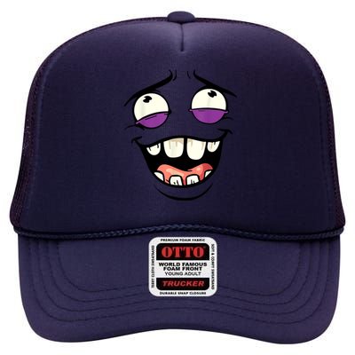 Funny Face Cartoon Laughing Face Expression Humor High Crown Mesh Back Trucker Hat