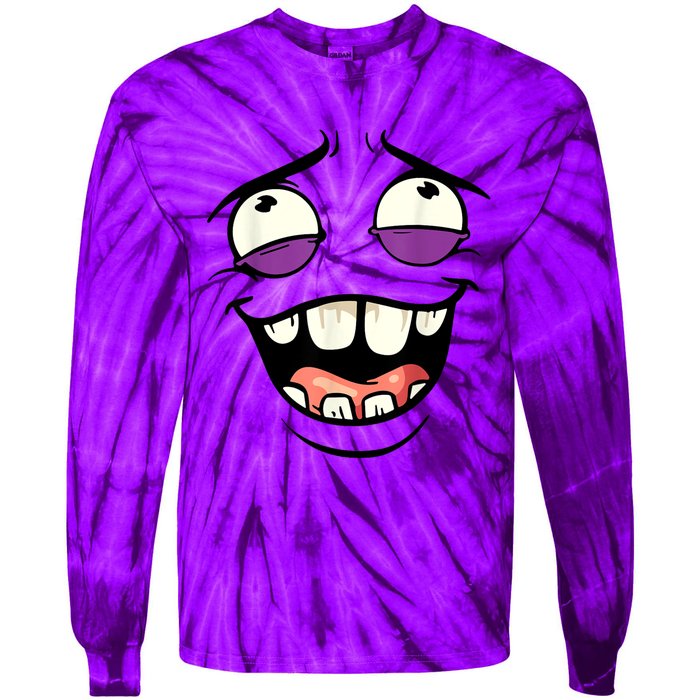 Funny Face Cartoon Laughing Face Expression Humor Tie-Dye Long Sleeve Shirt