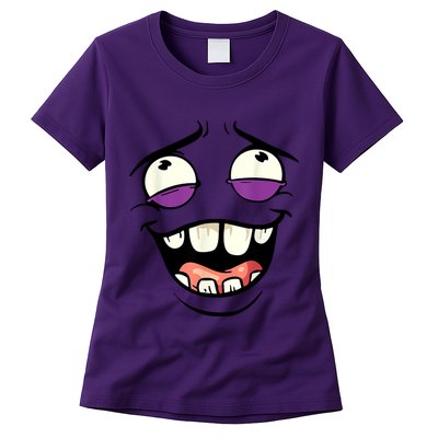 Funny Face Cartoon Laughing Face Expression Humor Womens T-Shirt