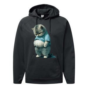 Funny Fat Cat Art Design Fat Kitten Cat Lover Performance Fleece Hoodie