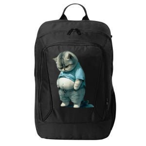 Funny Fat Cat Art Design Fat Kitten Cat Lover City Backpack