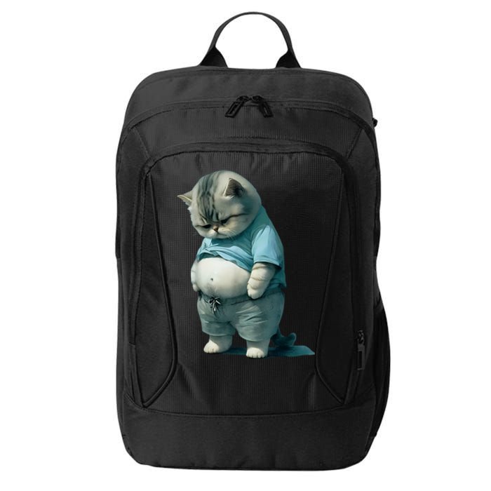 Funny Fat Cat Art Design Fat Kitten Cat Lover City Backpack