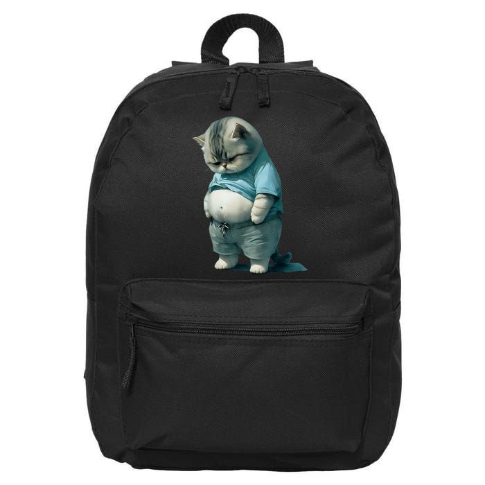 Funny Fat Cat Art Design Fat Kitten Cat Lover 16 in Basic Backpack