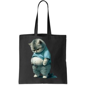 Funny Fat Cat Art Design Fat Kitten Cat Lover Tote Bag