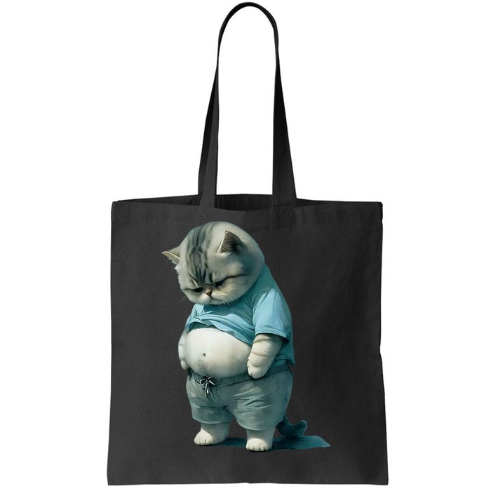 Funny Fat Cat Art Design Fat Kitten Cat Lover Tote Bag