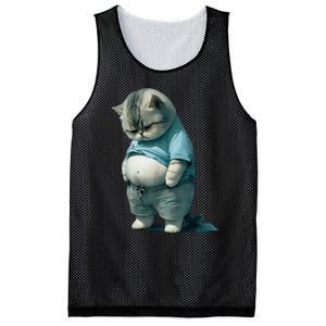 Funny Fat Cat Art Design Fat Kitten Cat Lover Mesh Reversible Basketball Jersey Tank