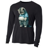 Funny Fat Cat Art Design Fat Kitten Cat Lover Cooling Performance Long Sleeve Crew