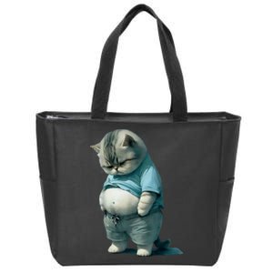 Funny Fat Cat Art Design Fat Kitten Cat Lover Zip Tote Bag