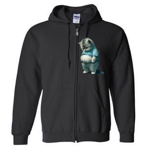 Funny Fat Cat Art Design Fat Kitten Cat Lover Full Zip Hoodie