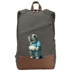 Funny Fat Cat Art Design Fat Kitten Cat Lover Cotton Canvas Backpack