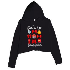 Future Firefighter Coquette Future Fire Funny Gift Crop Fleece Hoodie