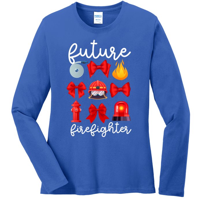 Future Firefighter Coquette Future Fire Funny Gift Ladies Long Sleeve Shirt