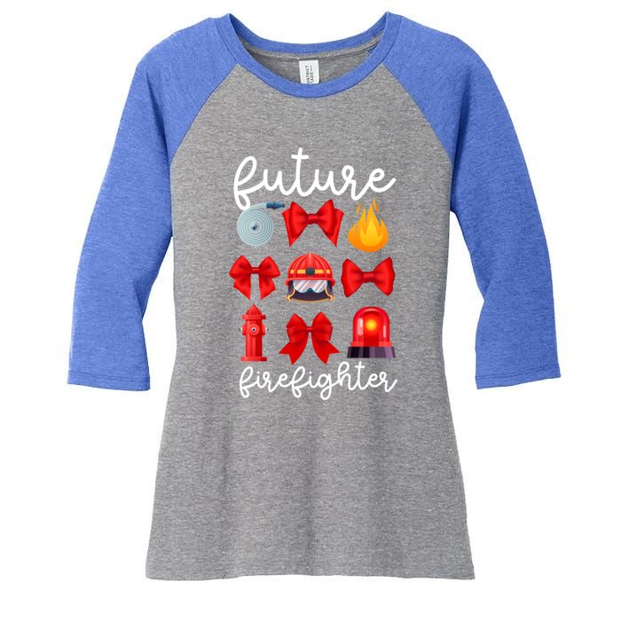 Future Firefighter Coquette Future Fire Funny Gift Women's Tri-Blend 3/4-Sleeve Raglan Shirt