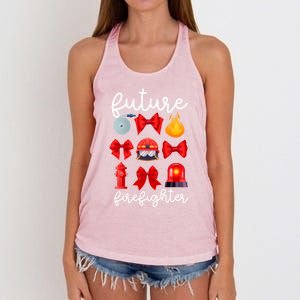 Future Firefighter Coquette Future Fire Funny Gift Women's Knotted Racerback Tank