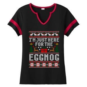 Funny Favorite Christmas Food Im Just Here For The Eggnog Gift Ladies Halftime Notch Neck Tee