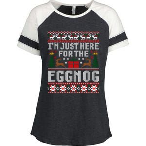 Funny Favorite Christmas Food Im Just Here For The Eggnog Gift Enza Ladies Jersey Colorblock Tee