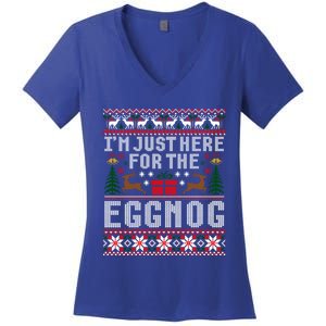 Funny Favorite Christmas Food Im Just Here For The Eggnog Gift Women's V-Neck T-Shirt