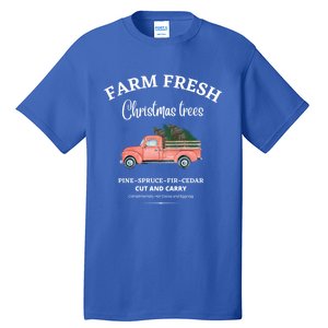 Farm Fresh Christmas Trees Old Red Truck Xmas Trees Sign Gift Tall T-Shirt