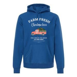 Farm Fresh Christmas Trees Old Red Truck Xmas Trees Sign Gift Premium Hoodie