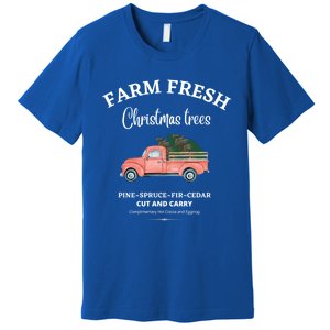 Farm Fresh Christmas Trees Old Red Truck Xmas Trees Sign Gift Premium T-Shirt