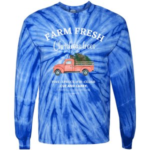 Farm Fresh Christmas Trees Old Red Truck Xmas Trees Sign Gift Tie-Dye Long Sleeve Shirt