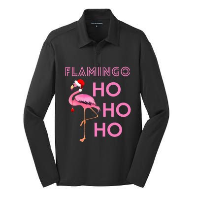 Festive Flamingo Christmas Winter Season Holiday Fun Silk Touch Performance Long Sleeve Polo