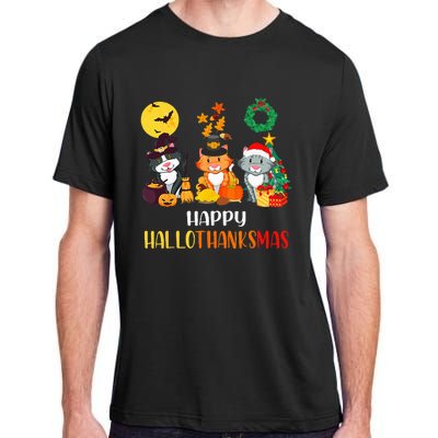 Festive Feline Celebration Cat Lover's Hallothanksmas Adult ChromaSoft Performance T-Shirt