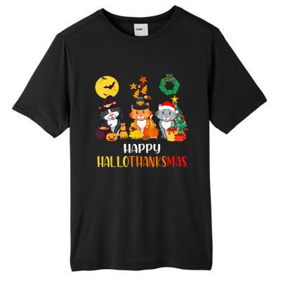 Festive Feline Celebration Cat Lover's Hallothanksmas Tall Fusion ChromaSoft Performance T-Shirt