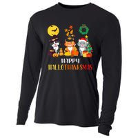 Festive Feline Celebration Cat Lover's Hallothanksmas Cooling Performance Long Sleeve Crew