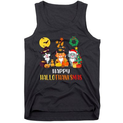 Festive Feline Celebration Cat Lover's Hallothanksmas Tank Top