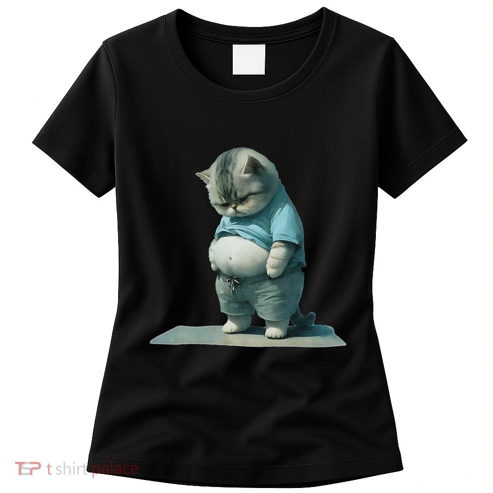 Funny Fat Cat Art Design Print Women's T-Shirt