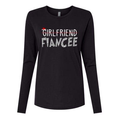 Fiancee Fiance Christmas Pajamas Engaged Couples Matching Womens Cotton Relaxed Long Sleeve T-Shirt