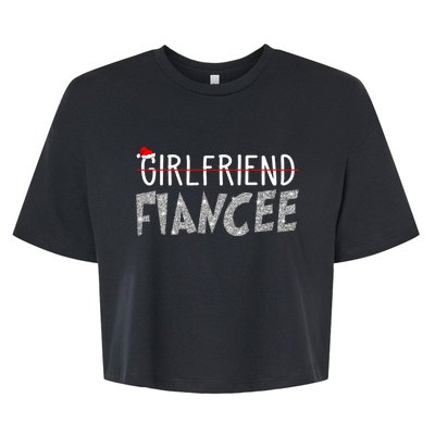 Fiancee Fiance Christmas Pajamas Engaged Couples Matching Bella+Canvas Jersey Crop Tee