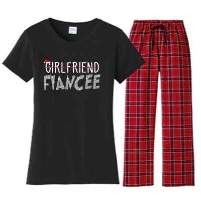 Fiancee Fiance Christmas Pajamas Engaged Couples Matching Women's Flannel Pajama Set