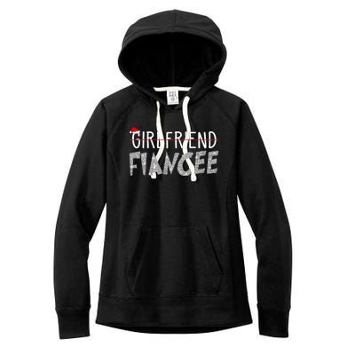 Fiancee Fiance Christmas Pajamas Engaged Couples Matching Women's Fleece Hoodie