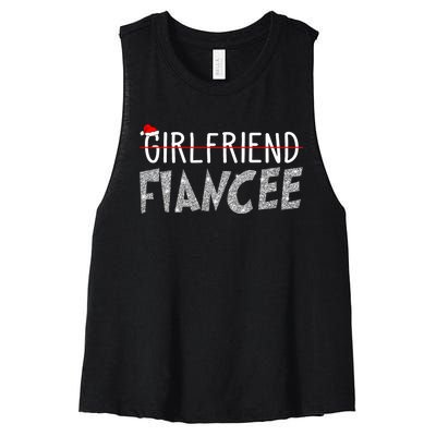 Fiancee Fiance Christmas Pajamas Engaged Couples Matching Women's Racerback Cropped Tank