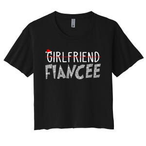 Fiancee Fiance Christmas Pajamas Engaged Couples Matching Women's Crop Top Tee