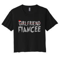 Fiancee Fiance Christmas Pajamas Engaged Couples Matching Women's Crop Top Tee