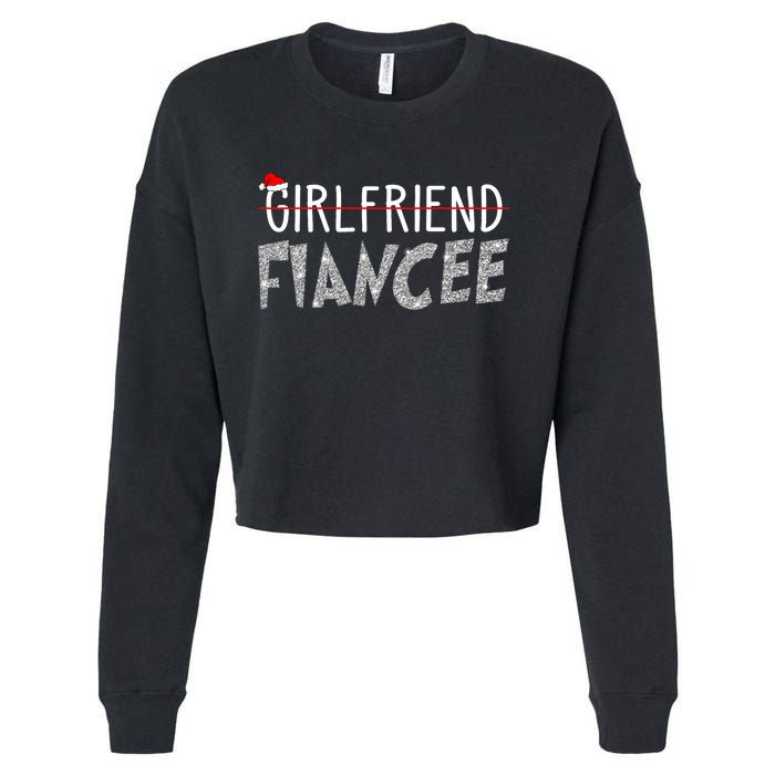 Fiancee Fiance Christmas Pajamas Engaged Couples Matching Cropped Pullover Crew