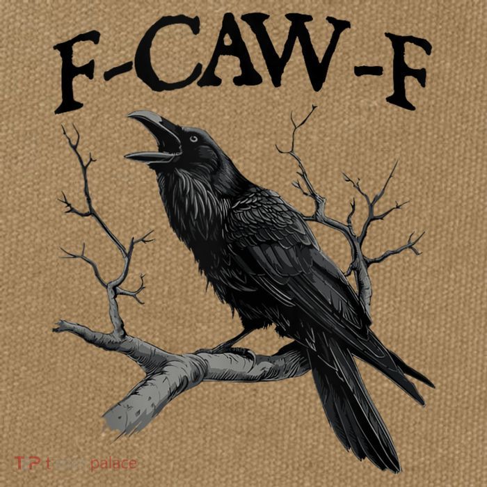 F-Caw-F - Funny Crow Black Crow, F-Caw-F Funny Black Bird Cotton Canvas Backpack