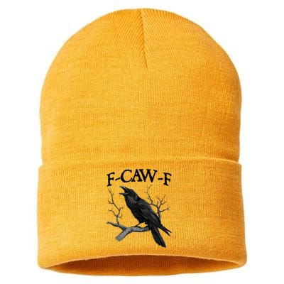 F-Caw-F - Funny Crow Black Crow, F-Caw-F Funny Black Bird Sustainable Knit Beanie