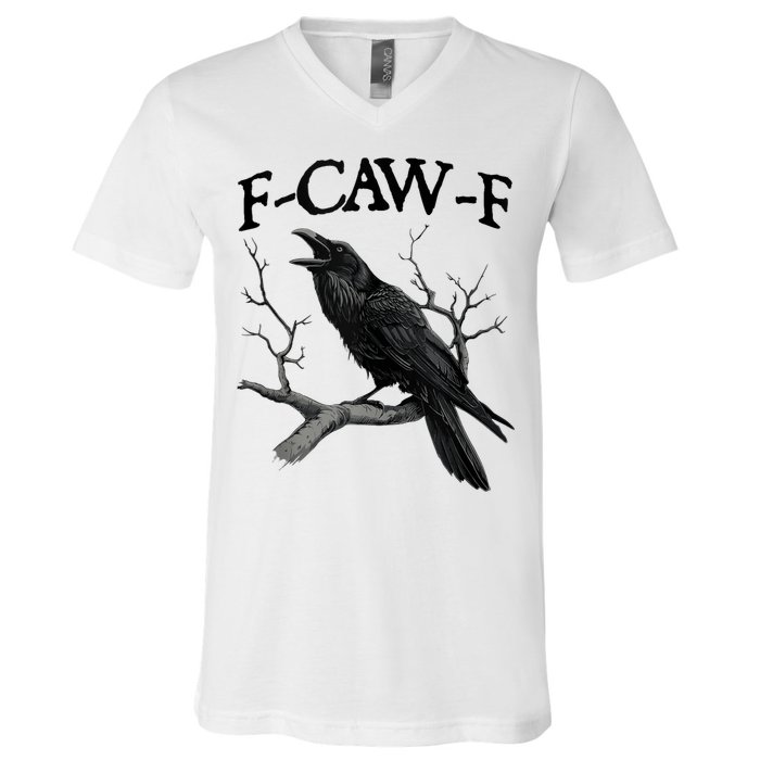 F-Caw-F - Funny Crow Black Crow, F-Caw-F Funny Black Bird V-Neck T-Shirt