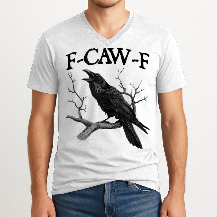 F-Caw-F - Funny Crow Black Crow, F-Caw-F Funny Black Bird V-Neck T-Shirt