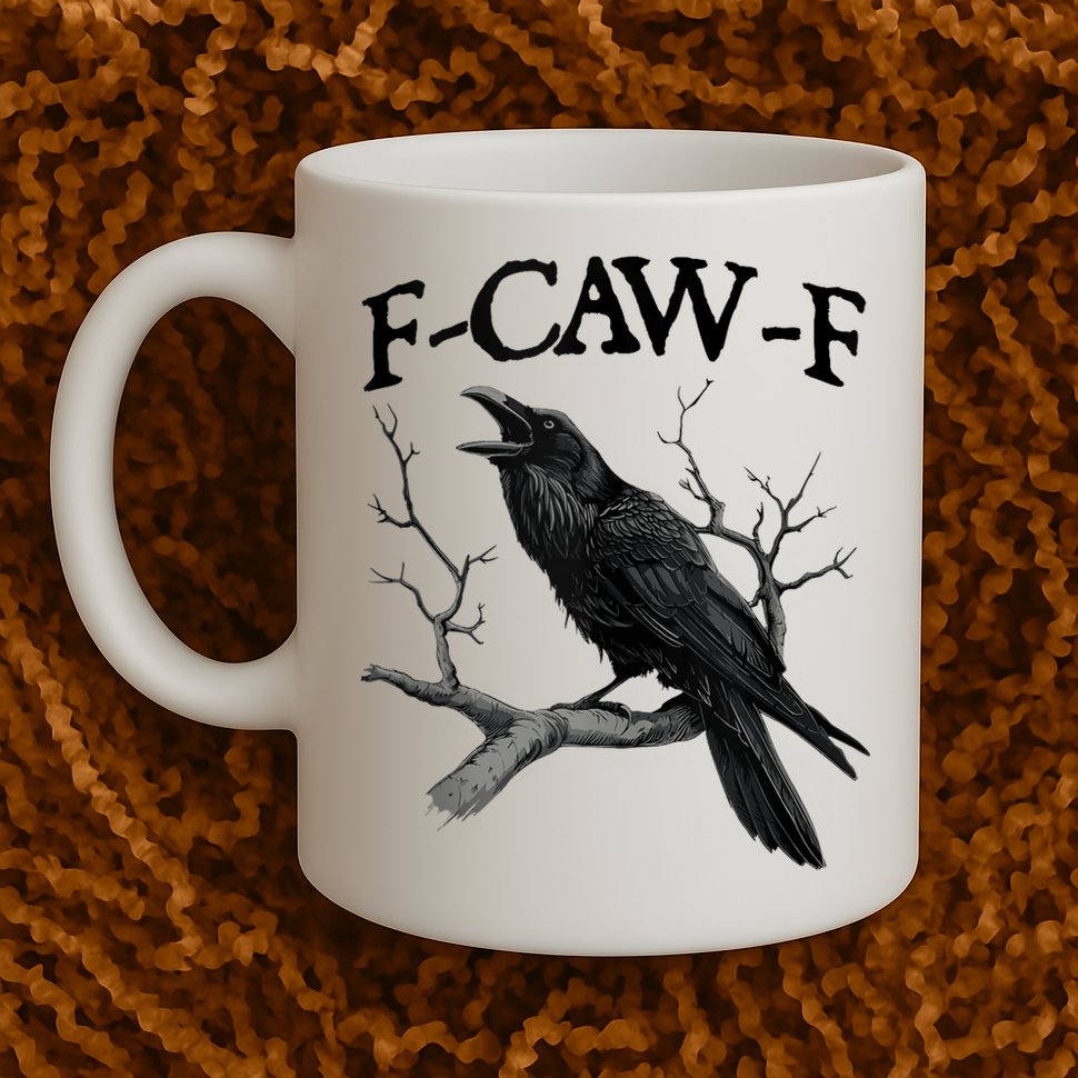F-Caw-F - Funny Crow Black Crow, F-Caw-F Funny Black Bird Mug