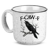 F-Caw-F - Funny Crow Black Crow, F-Caw-F Funny Black Bird 15oz Campfire Ceramic Mug