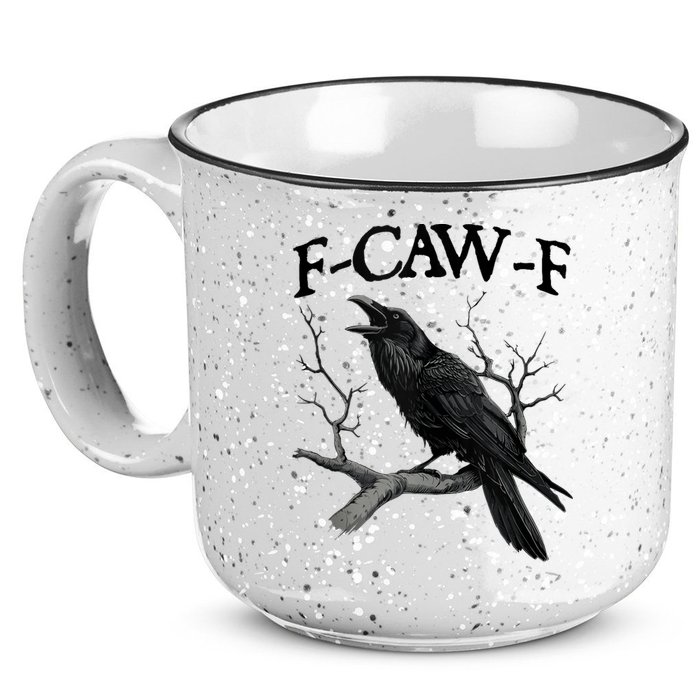 F-Caw-F - Funny Crow Black Crow, F-Caw-F Funny Black Bird 15oz Campfire Ceramic Mug