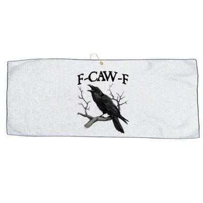F-Caw-F - Funny Crow Black Crow, F-Caw-F Funny Black Bird Large Microfiber Waffle Golf Towel