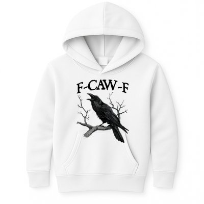 F-Caw-F - Funny Crow Black Crow, F-Caw-F Funny Black Bird Kids Hoodie