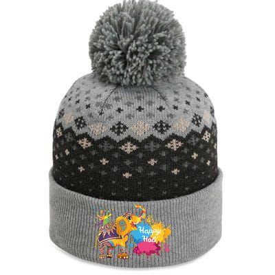 Funny Festival Colorful Elephant Color India Happy Holi Gift The Baniff Cuffed Pom Beanie