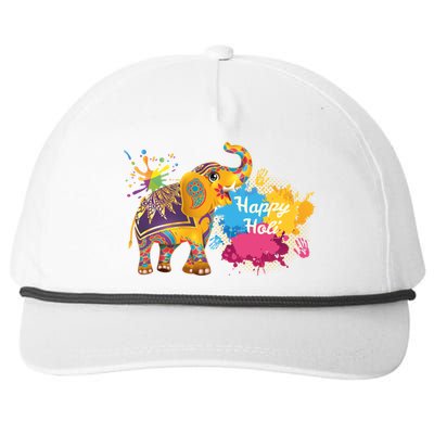 Funny Festival Colorful Elephant Color India Happy Holi Gift Snapback Five-Panel Rope Hat